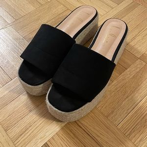 Black suede espadrille platform